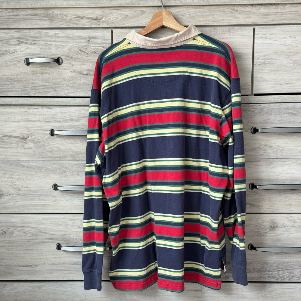 Vintage Polo Ralph Lauren Y2K  Striped Twill Placket Rugby Shirt Men’s XXL - Picture 2 of 8